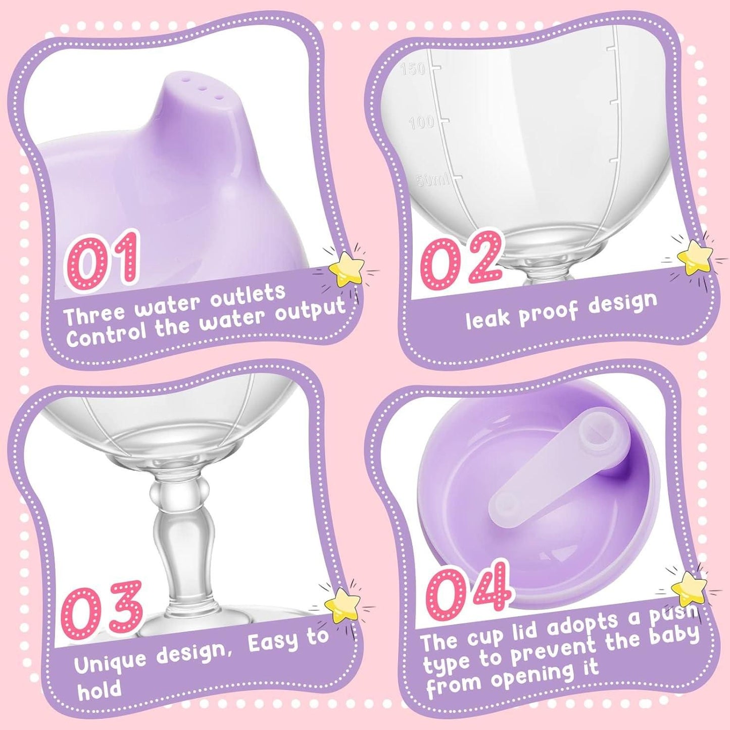 Baby Sippy Cup Plastic Stemware for Toddlers & Kids